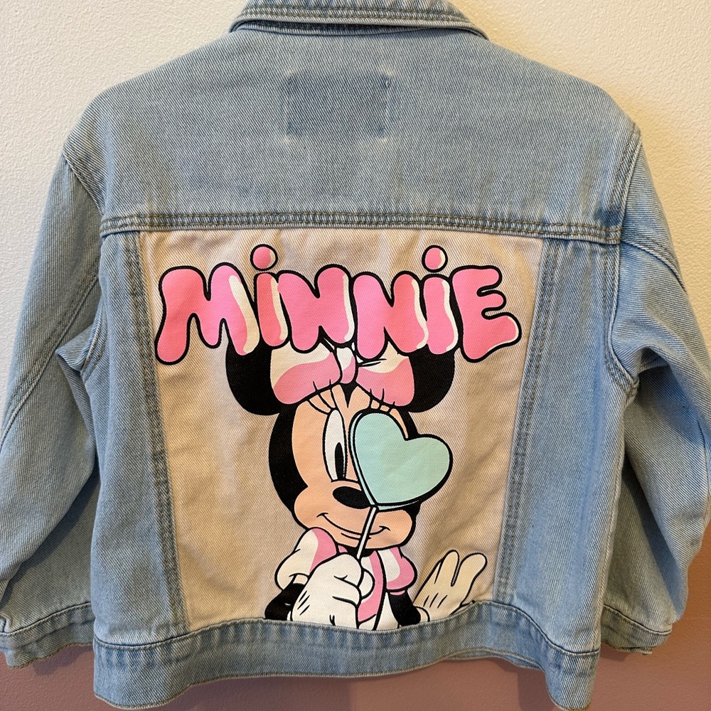 Zara Blue Jean Jacket with Cartoon Graphic